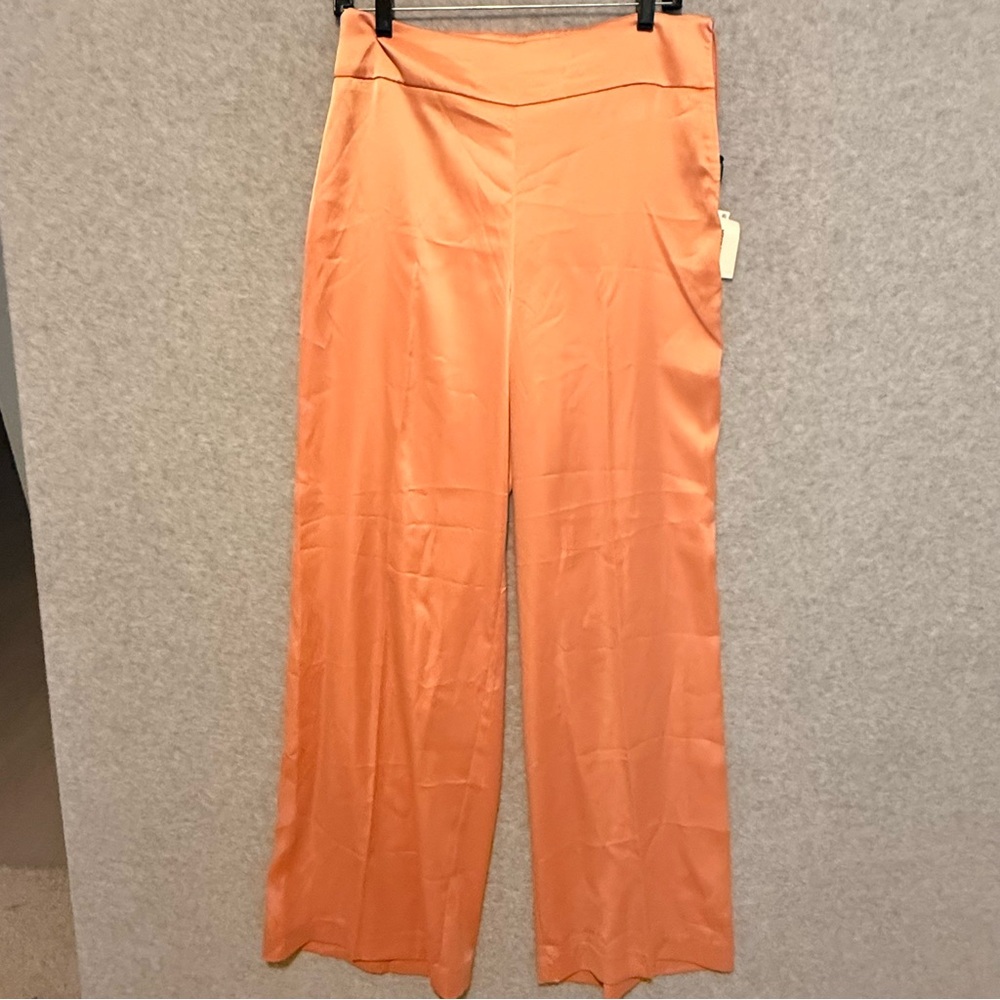 Women's Wide-Leg Satin Pants in Peach
